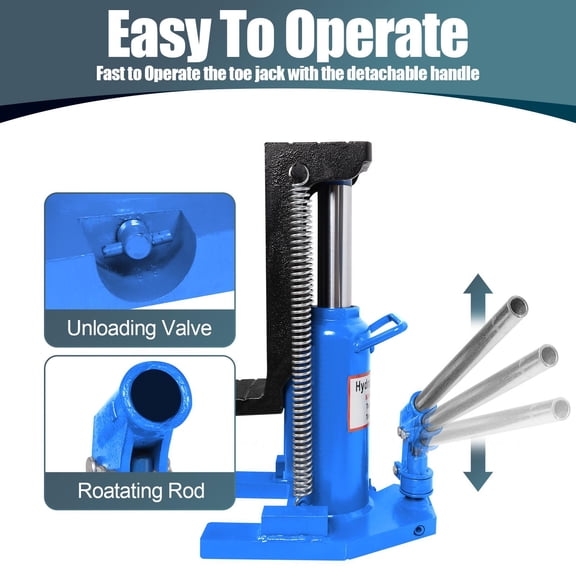 10 Ton Hydraulic Toe Jack, Toe Jack for Professional Garages, Overload Protection Hydraulic Machine Toe Jack Lift with Low Profile Claw