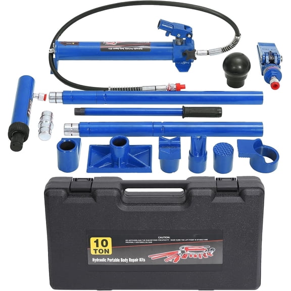 10-Ton Porta Power Kit, Hydraulic Auto Body Frame Repair Set with 4.6 ft Hose & Case