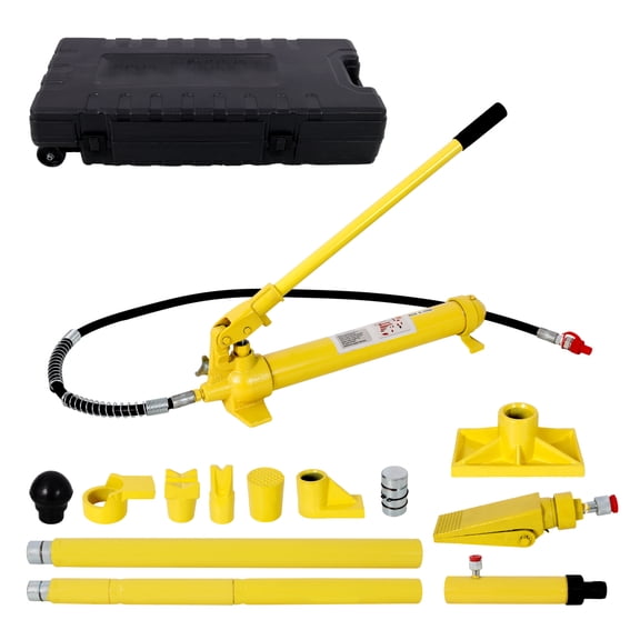 10 Ton Porta Power Kit with Hydraulic Ram & Oil Hose, Auto Body Frame Repair Tool Set for Car Truck Farm Equipment, Portable Hydraulic Jack with Spreader and Wheeled Storage Case