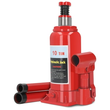 10 Ton Welded Bottle Jack Hydraulic Car Jack, (22046 lbs) Capacity, Red, Hand Operated Low Position Bottle Jack for Car Van SUV Small Trucks Repair