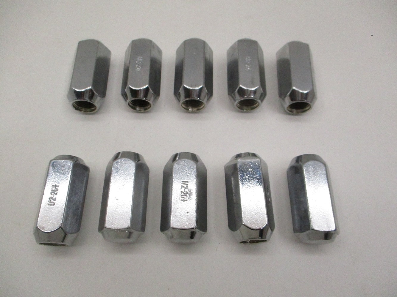 (10) Trailer Wheel Lug Nuts 1/2"x20x1-7/8" Chrome Plated Steel Lug Nuts 13/16"