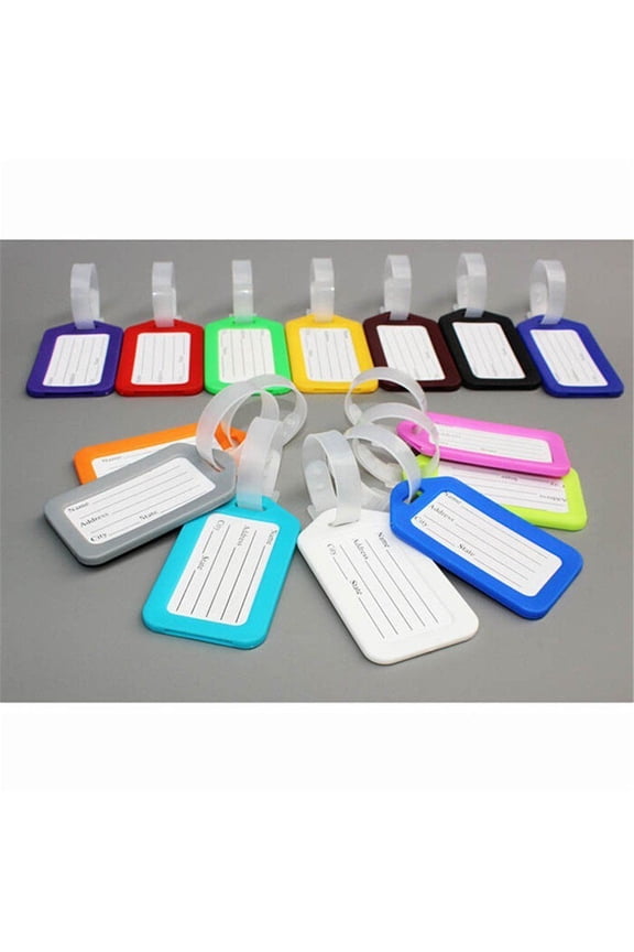 10 Travel Luggage Bag Tag Plastic Suitcase Baggage Office Name Address ID Label