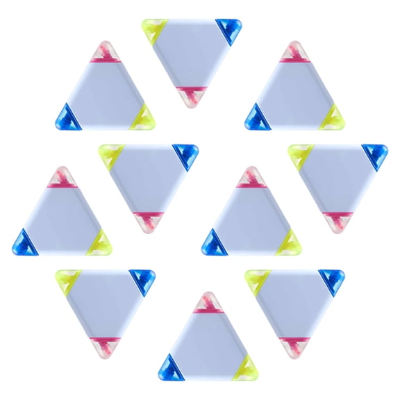 10 Triangle Highlighters Pack - Handy, Pink, Yellow, Blue tips - White