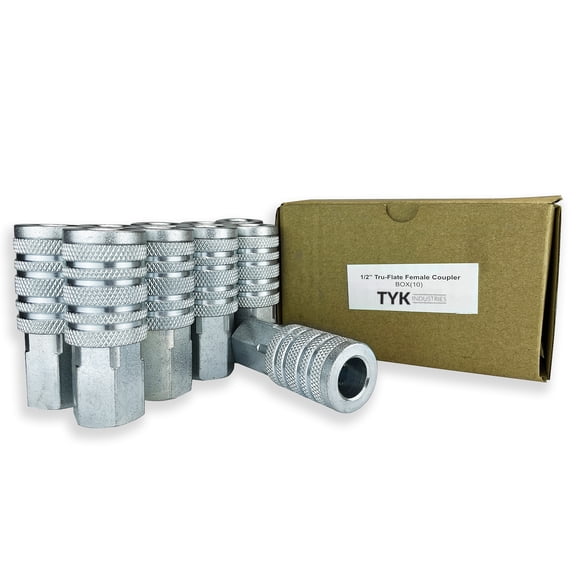 10 Tru-Flate Style Push Sleeve 1/2-inch NPT Female Couplers for Shop Air Line Hose Tools by TYK Industries