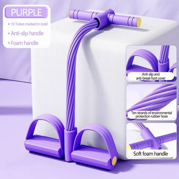 Upgrade 10-Tube Pedal Resistance Band - 21 Fitness Resistance Belt, with Handles – Sit up Exercise Equipment Home Gym Tummy Trainer for Men Women, Leg Stretch Rope Exercise Bands