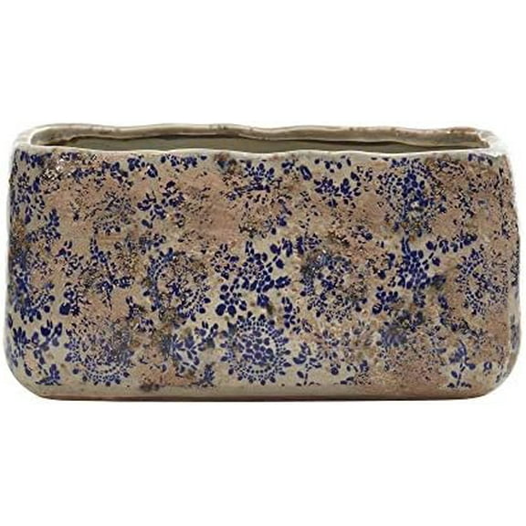 10" Tuscan Ceramic Rectangle Planter White Traditional$$Garden & Patio