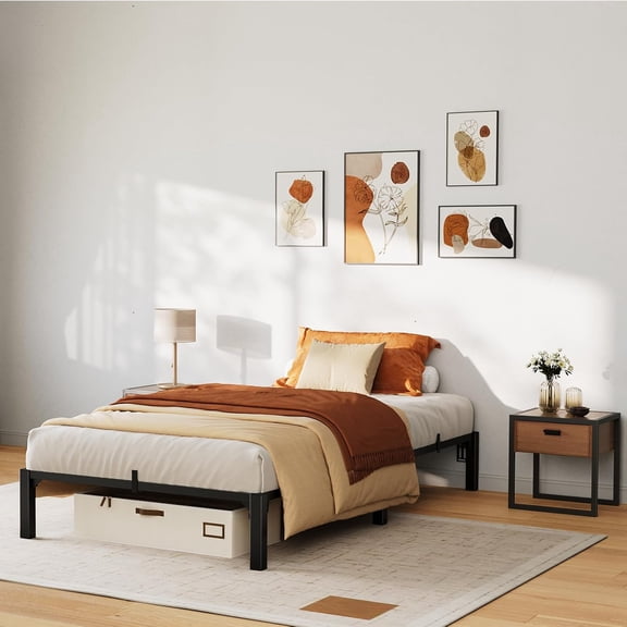 10 in Twin Bed Frame, Heavy Duty Metal Platform Bed Frame with Durable Iron Slat Support and Legs, No Box Spring Required, No Screws Needed, Support Up to 800 LBS