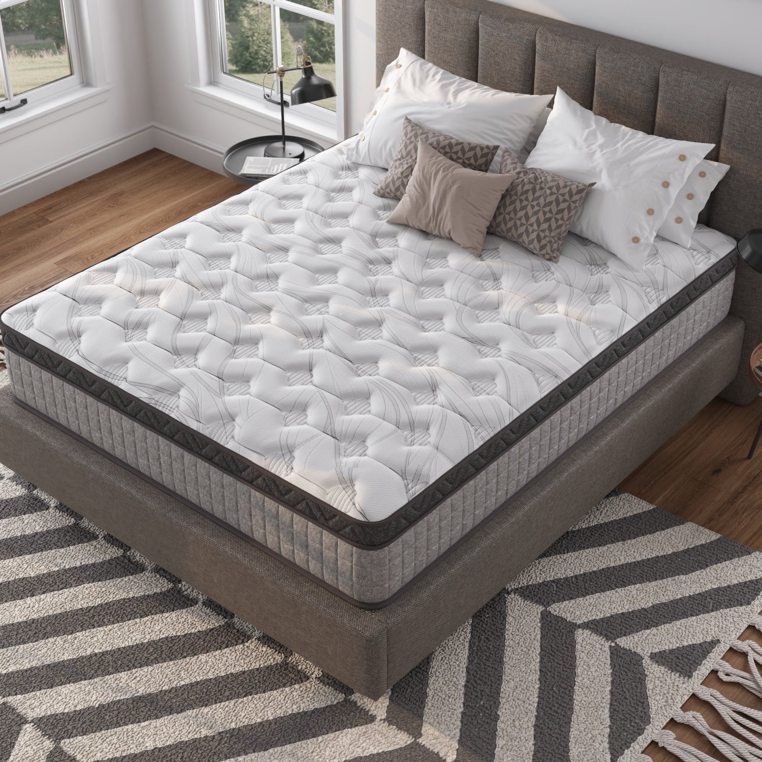10" Twin Diamond Innerspring Hybrid and Cooling Gel Memory Foam Mattress, Pressure Relief, and Motion Isolation