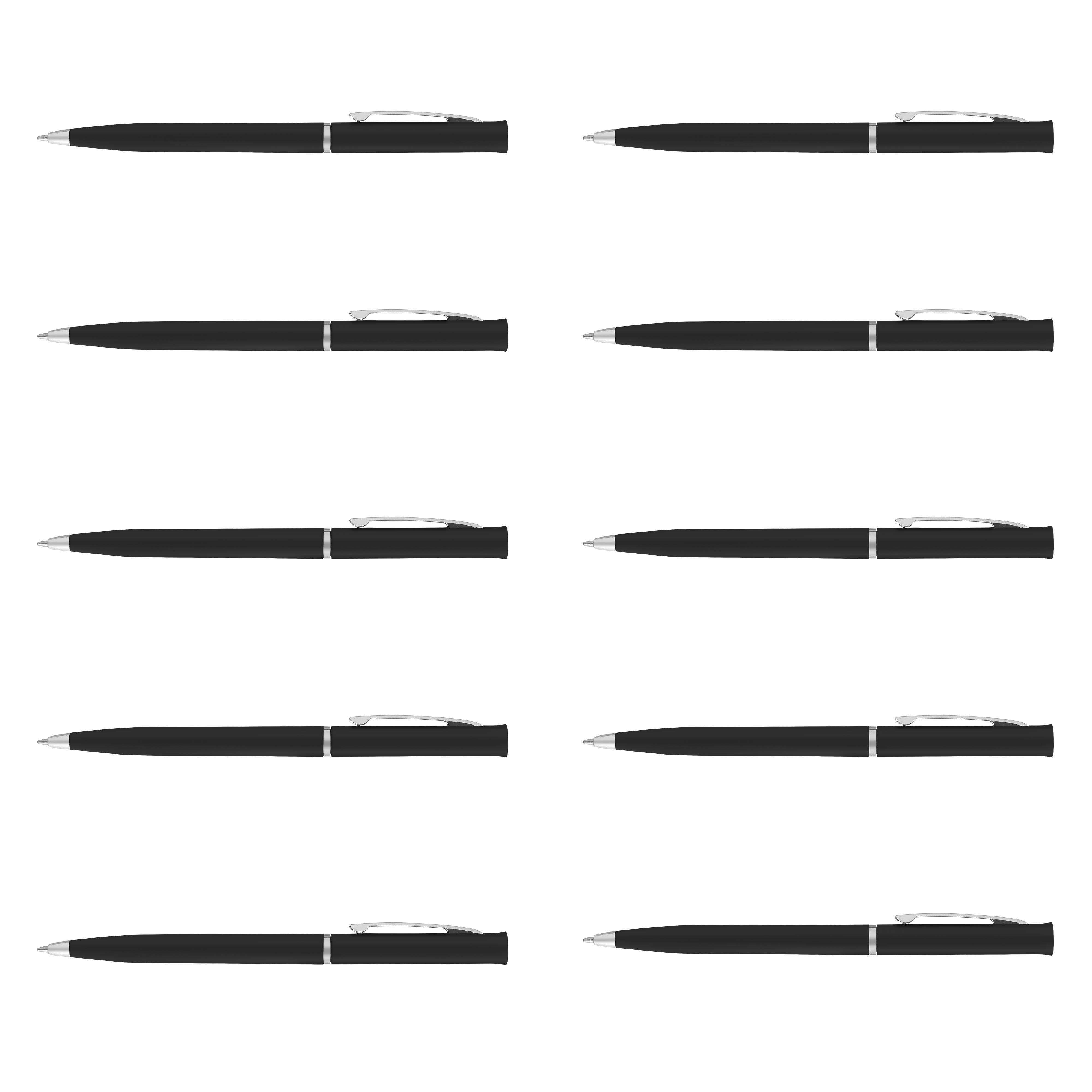 10 Twist Action Hotel Pens Pack - Plastic, Black Ink - Black