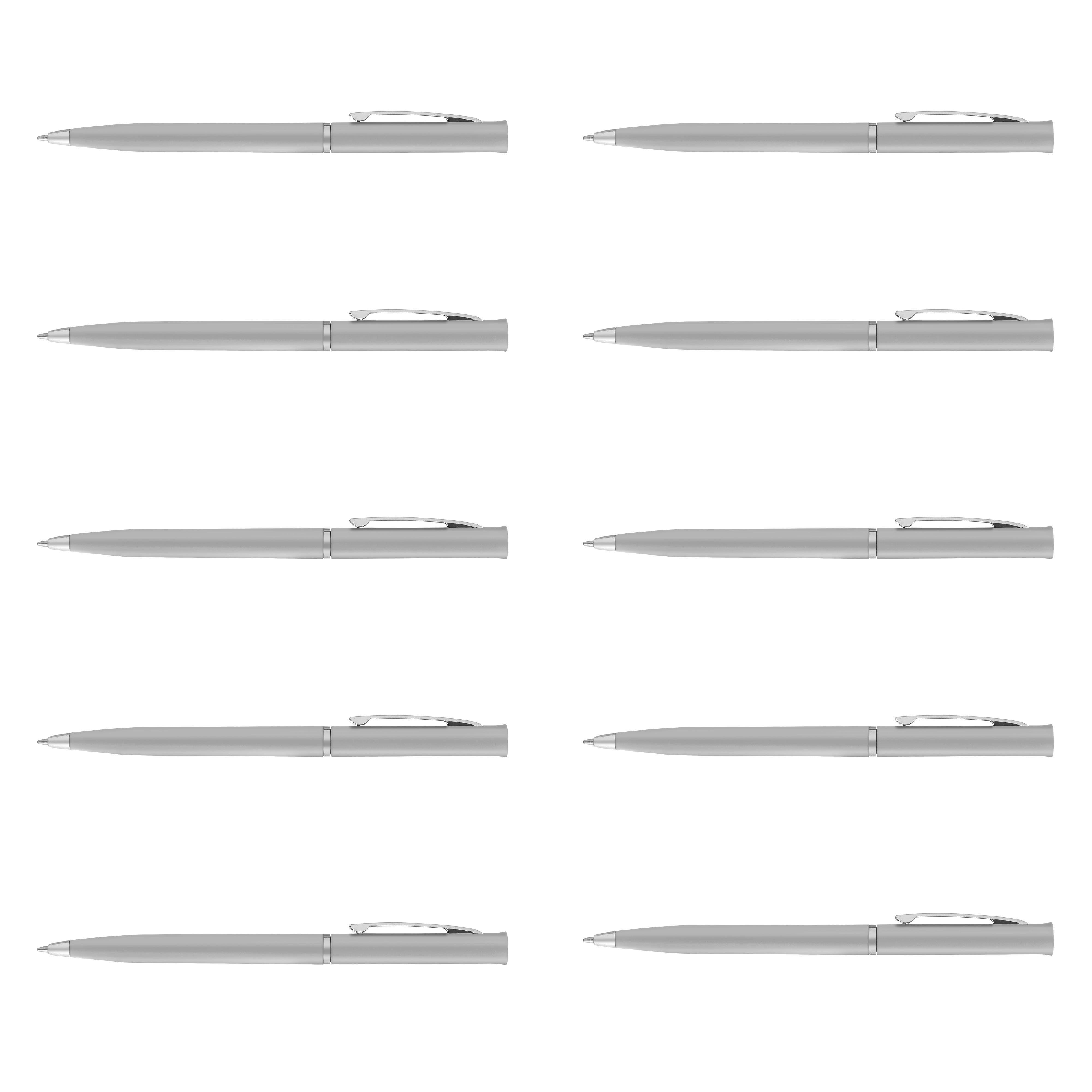 10 Twist Action Hotel Pens Pack - Plastic, Black Ink - Grey