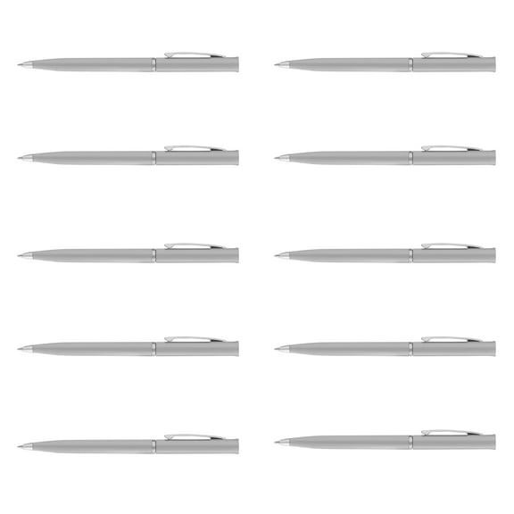 10 Twist Action Hotel Pens Pack - Plastic, Black Ink - Grey