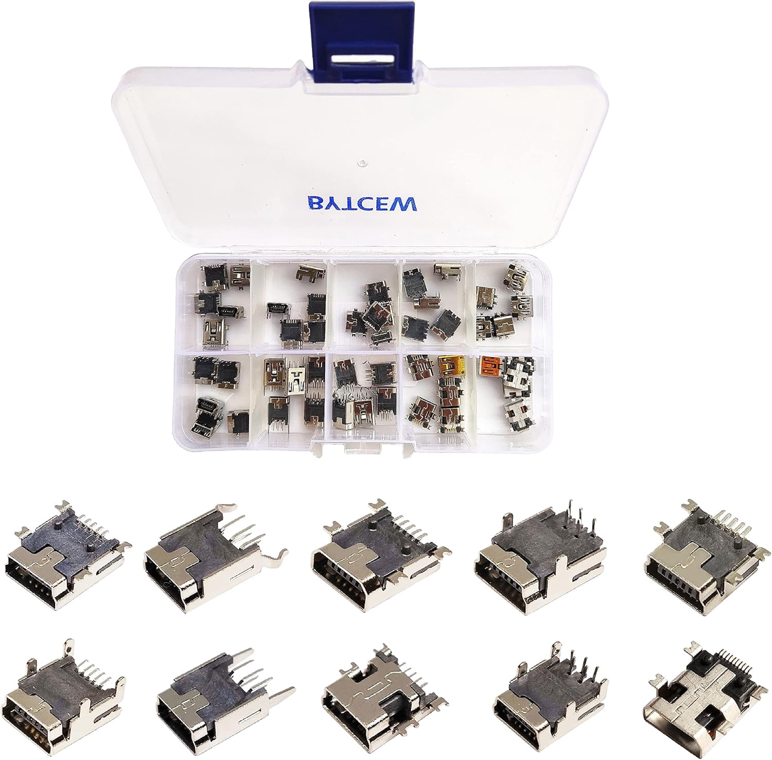Usb Socket Kit 10 Types Mini USB Sockets Jack Female Plug Connector Solder Dip SMD SMT ...