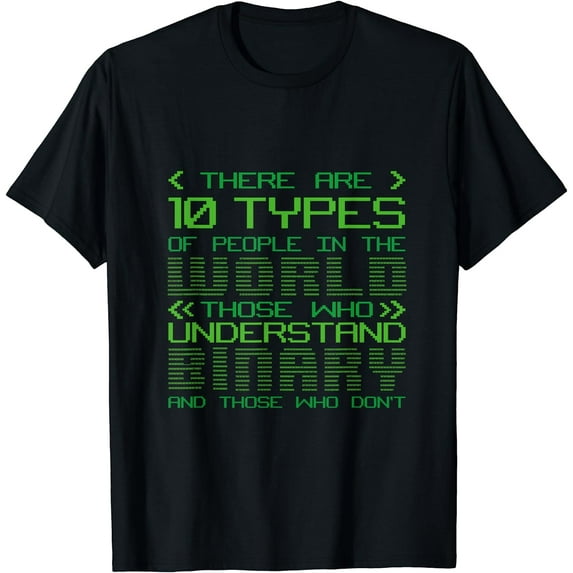 10 Types Of People Understanding Binary Code Programming T-Shirt Black 3X-Large
