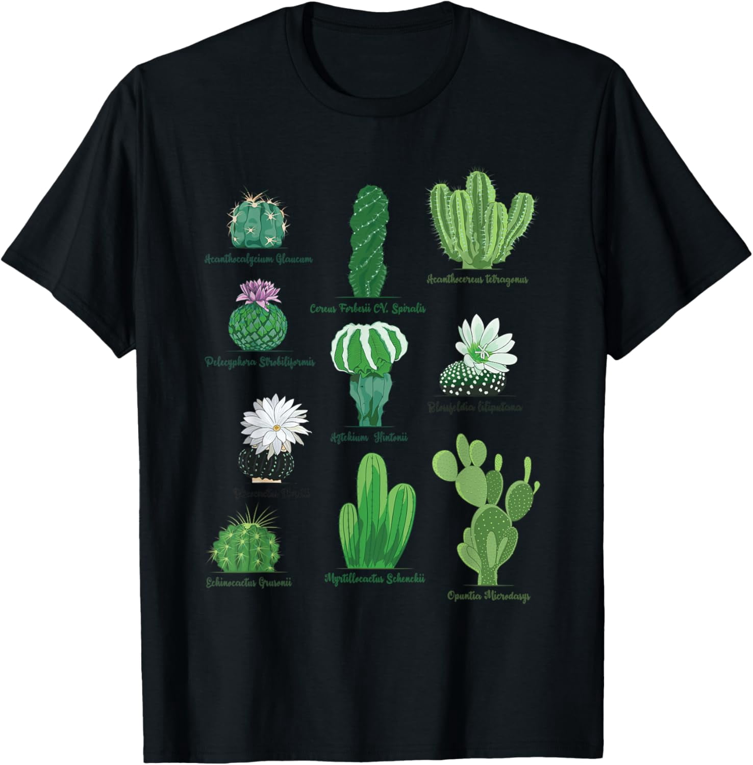 10 Types of Cactus Succulent Teacher Chart Cactus Lover Tee T-Shirt men ...