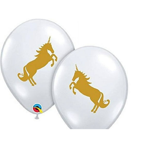 10 UNICORN latex BALLOONS new CLEAR with GOLD print PARTY favors DECOR magical FANTASY