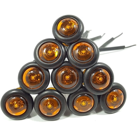 10 USA Made 3/4" Amber LED Clearance Marker Bullet Grommet Lights