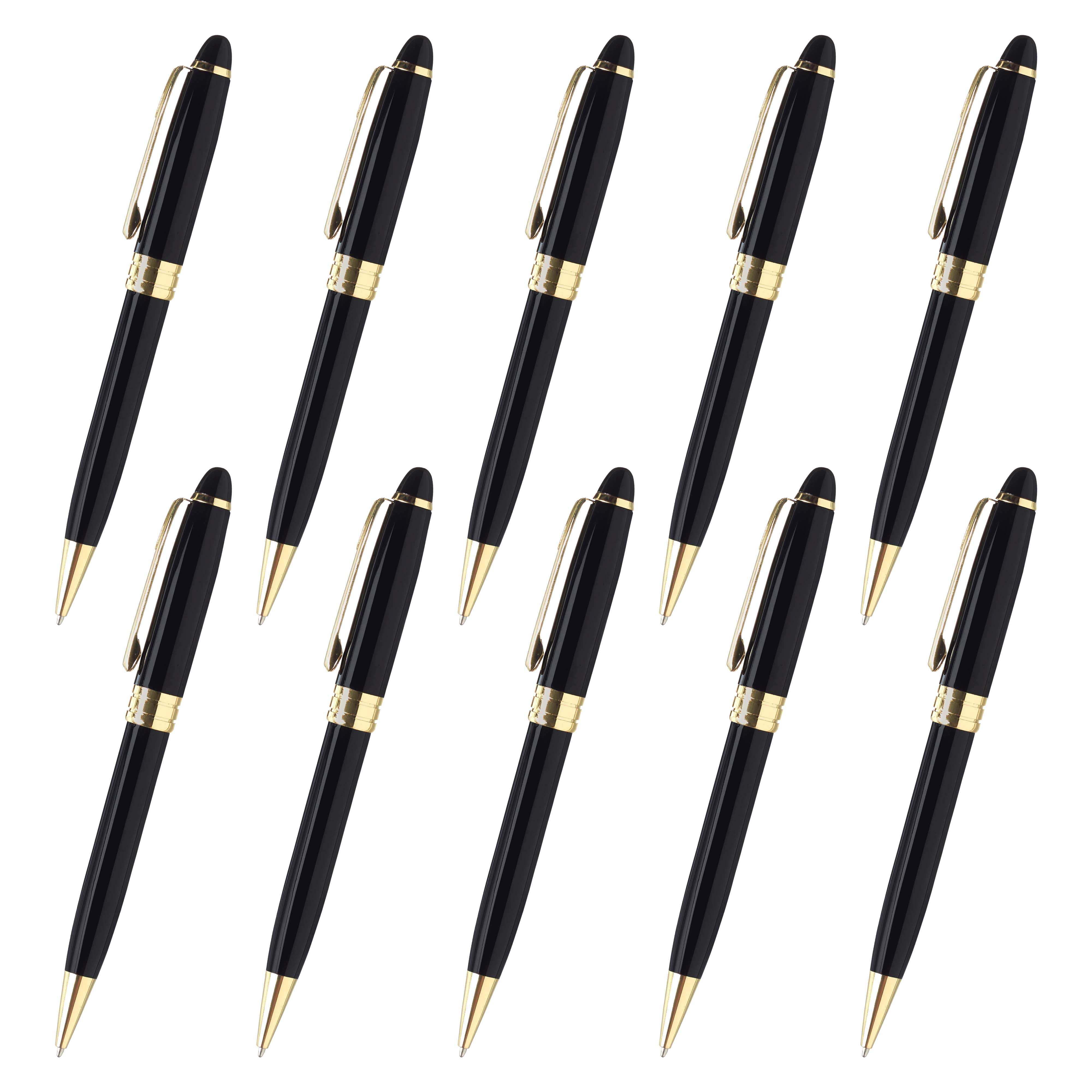 10 Ultra Executive Pens Pack - Twist To Write, Gold Accent - Black