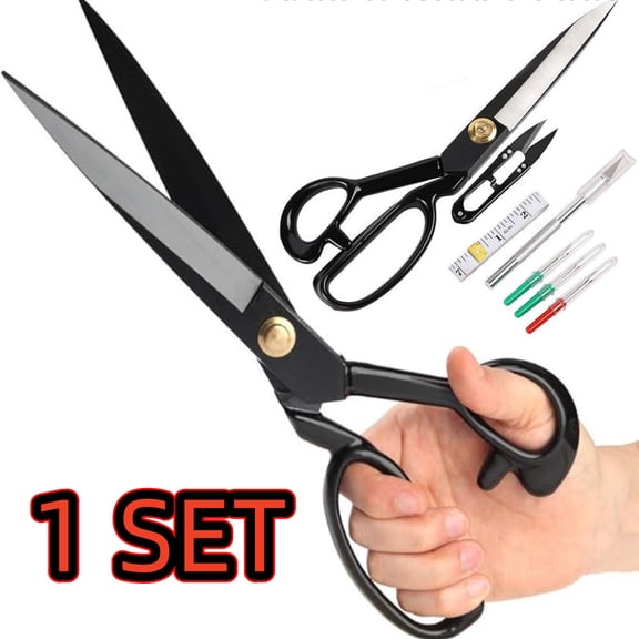10" Ultra-Sharp Fabric Scissors - High Carbon Steel Bent Handle for Tailors & Crafters