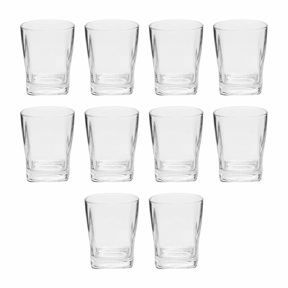 10 Verona Whiskey Glasses Set, 11 oz. - Durable, Thick Base, Color Bottom, Barware - Clear