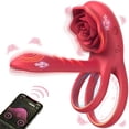thumbnail image 1 of 10 Vibrations Mode APP Remote Control Penis Ring Clitoris Vibrator,Obgado Vibrating Penis Ring with Rose Vibrator,Couples Adult Sex Toys for Men(Rose Red), 1 of 9