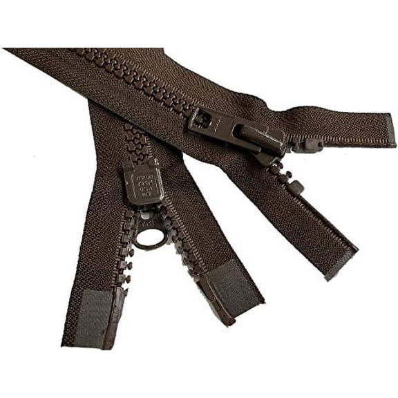 #10 Vislon Molded Separating Two-Way YKK Heavy Duty Jacket Zipper - Choose Your Length & Color - 1 Zipper Per Pack - Made in The United States (Brown - 570, 30" Inches)