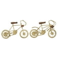 thumbnail image 1 of 10"W, 7"H Gold Metal Bike Sculpture with Wood Accents, by DecMode (2 Count), 1 of 9