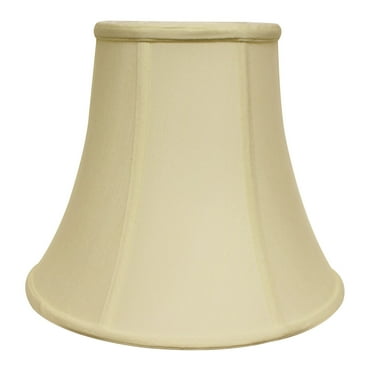 10"W Shantung Fabric Slant Bell Softback Lampshade w Washer Fitter in Off-White