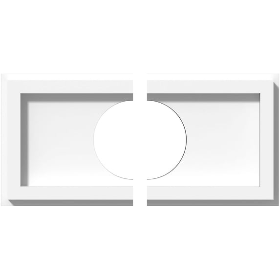 10"W x 5"H x 3"ID x 3 1/2"C x 1"P Rectangle Architectural Grade PVC Contemporary Ceiling Medallion, Two Piece