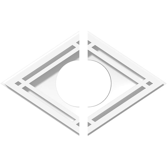 10"W x 6 5/8"H x 3"ID x 3 1/2"C x 1"P Diamond Architectural Grade PVC Contemporary Ceiling Medallion, Two Piece