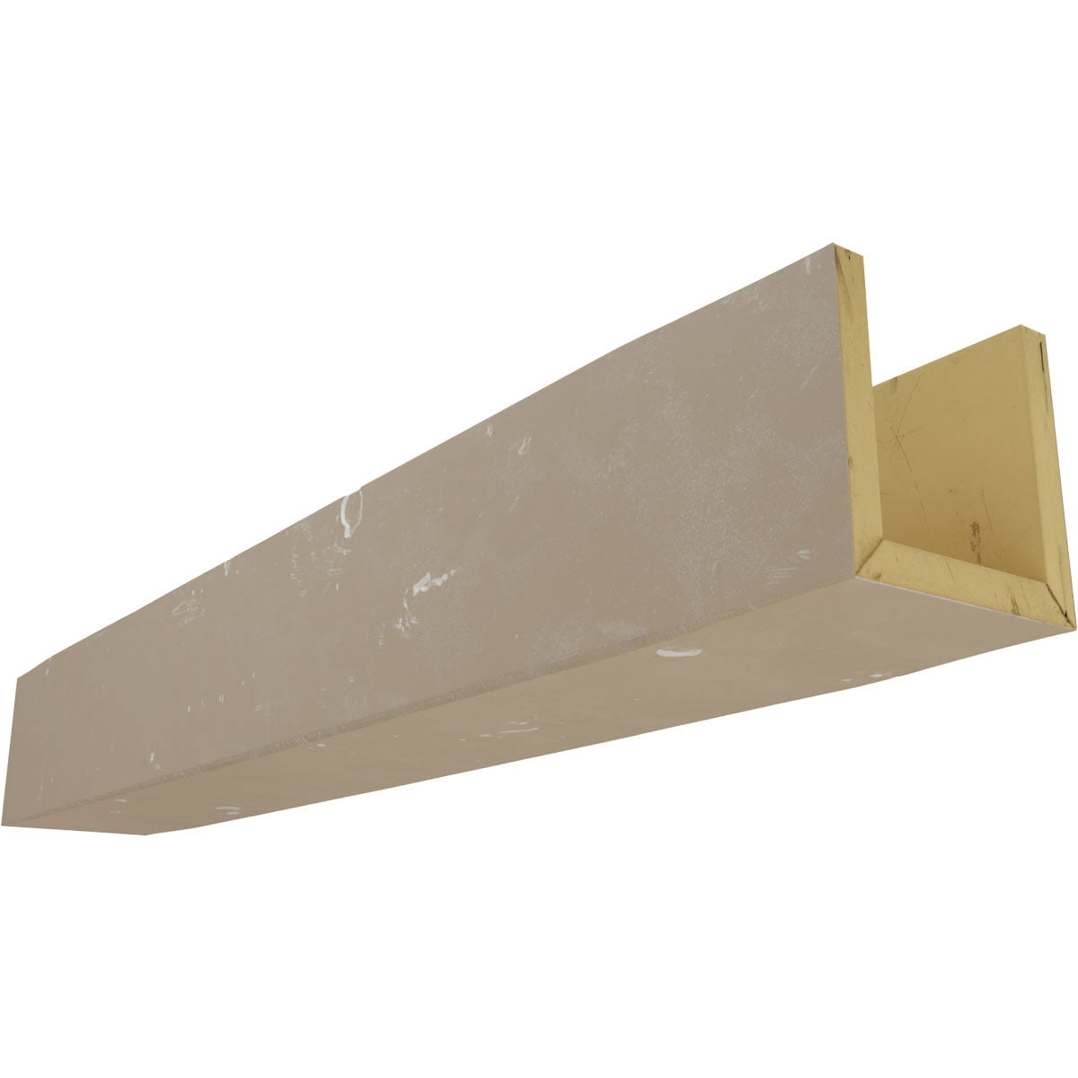 10"W x 6"H x 22'L 3-Sided (U-beam) Knotty Pine Endurathane Faux Wood Ceiling Beam, White Washed