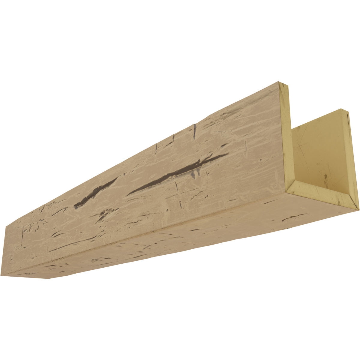 10"W x 8"H x 12'L 3-Sided (U-beam) Hand Hewn Endurathane Faux Wood Ceiling Beam, Natural Pine