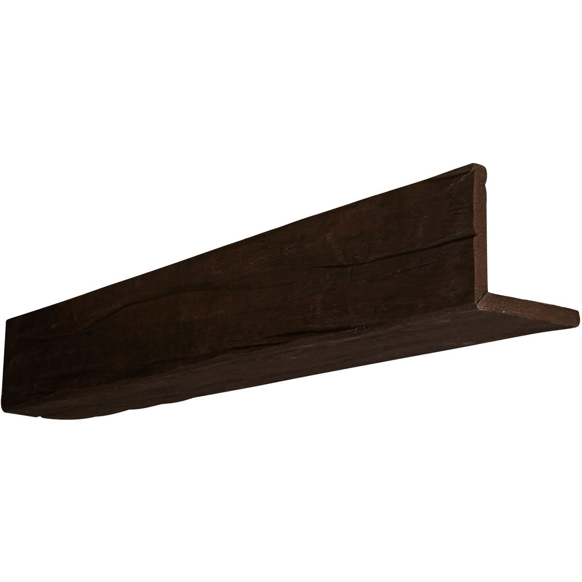 10"W x 8"H x 20'L 2-Sided (L-beam) Riverwood Endurathane Faux Wood Ceiling Beam, Espresso Finish