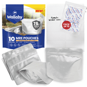 10 Wallaby MRE Mylar Bags with Zipper - Bundle - 0.35 Gallon (7.5 Mil) with 10 400cc  - Silver