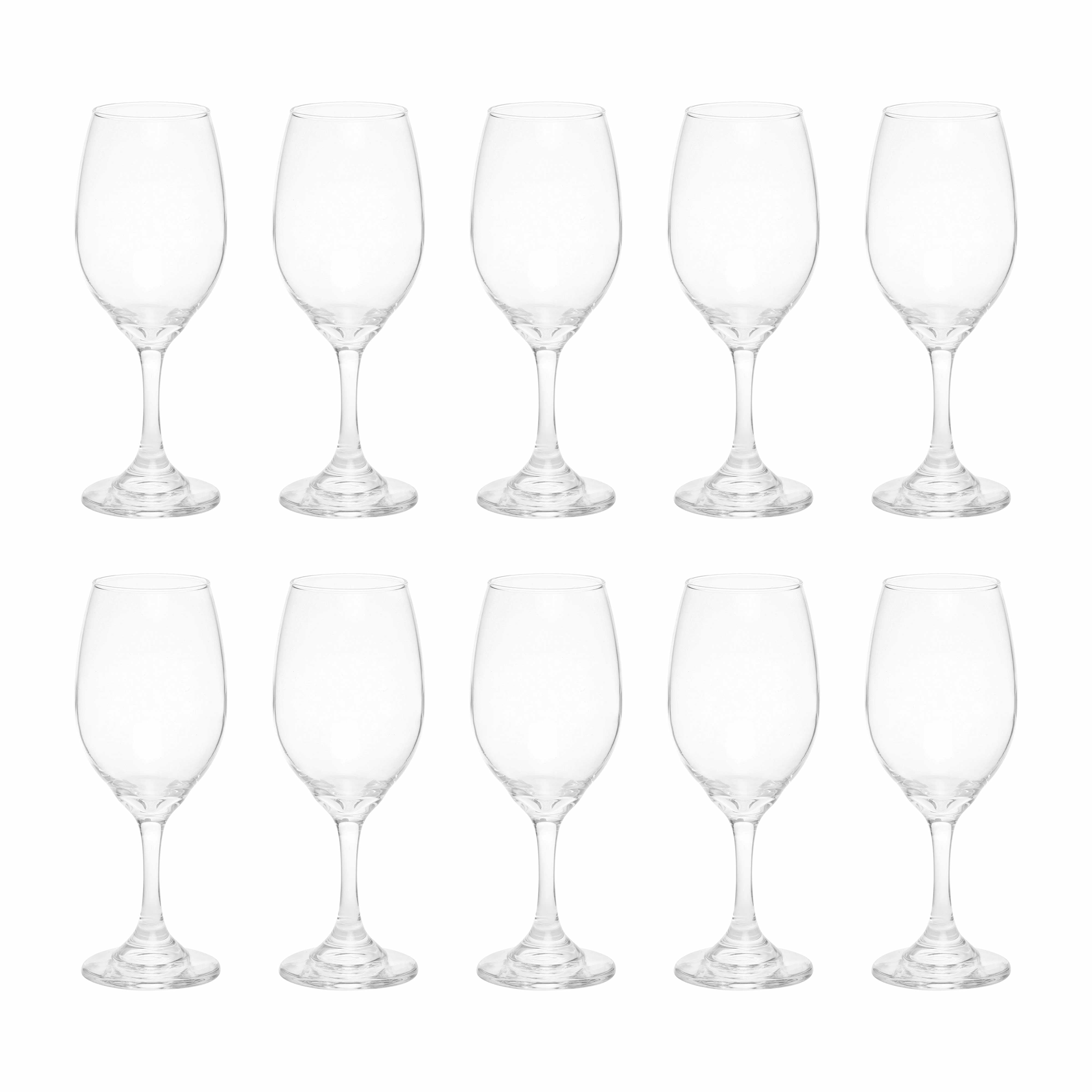 10 Water and Wine Goblet Glasses Set, 12.75 oz. - Colombia made - Clear