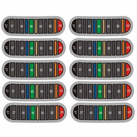 Kitchen Temperature Sticker 0-70C, 10-Pack, Waterproof, Dark Grey, 59.6x18.8mm Paper