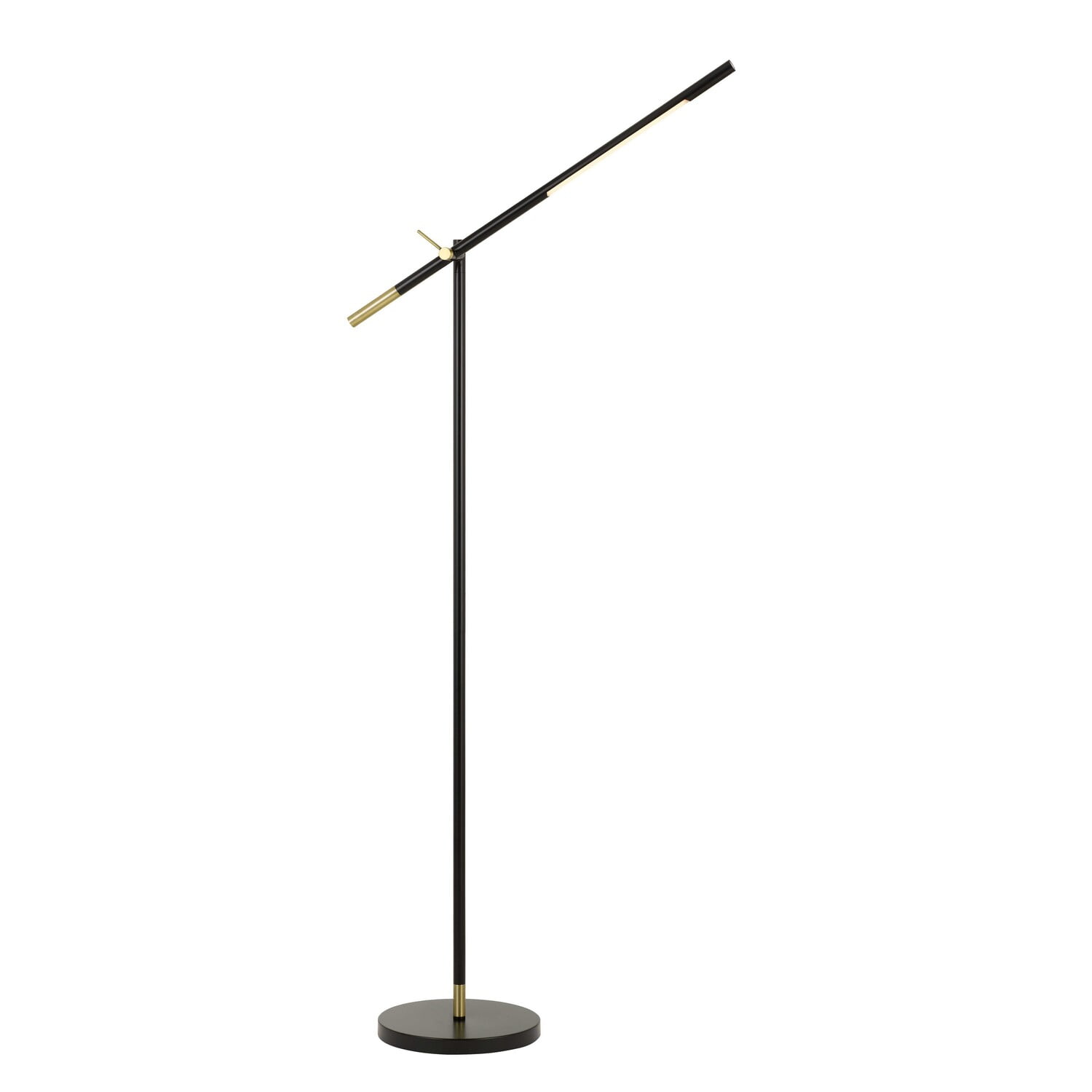 Contemporary 10 Watt Adjustable Black and Brass LED Floor Lamp