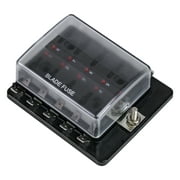 10-Way Blade Fuse Box [LED Indicator for Blown Fuse] [Protection Cover] [100 Amps] - Fuse Block for Automotive