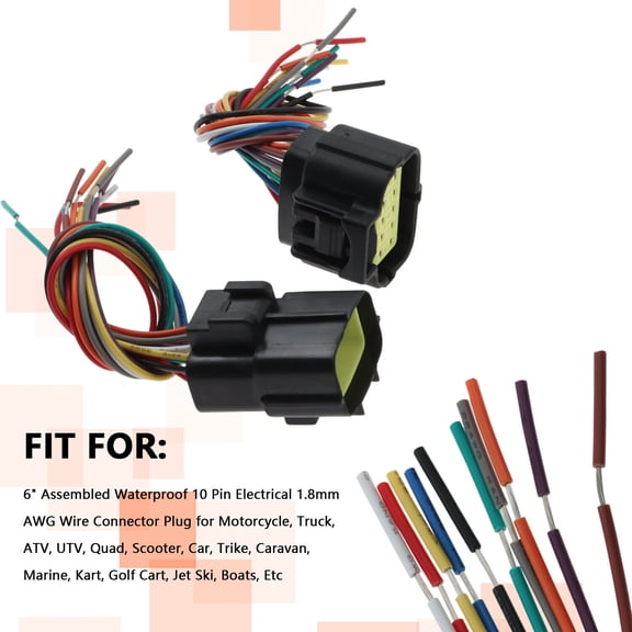 10 Way Sealed Waterproof Connector Kit 1.8mm Wire Connector Plug