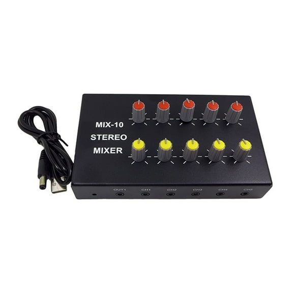 10-Way Stereo Audio Signal Mixer Headphone Amplifiers Sound Mixing Distributor