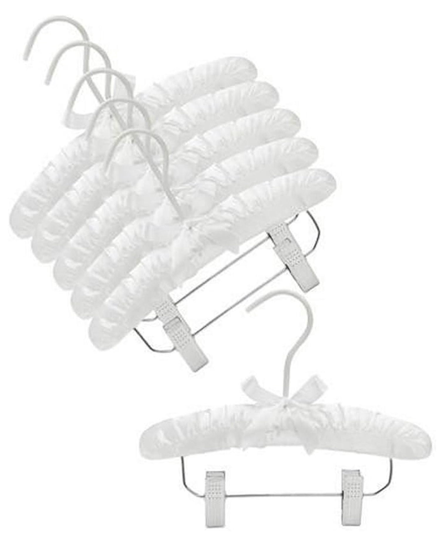 10" White Baby Padded Hangers with Clips- Pack of (6)