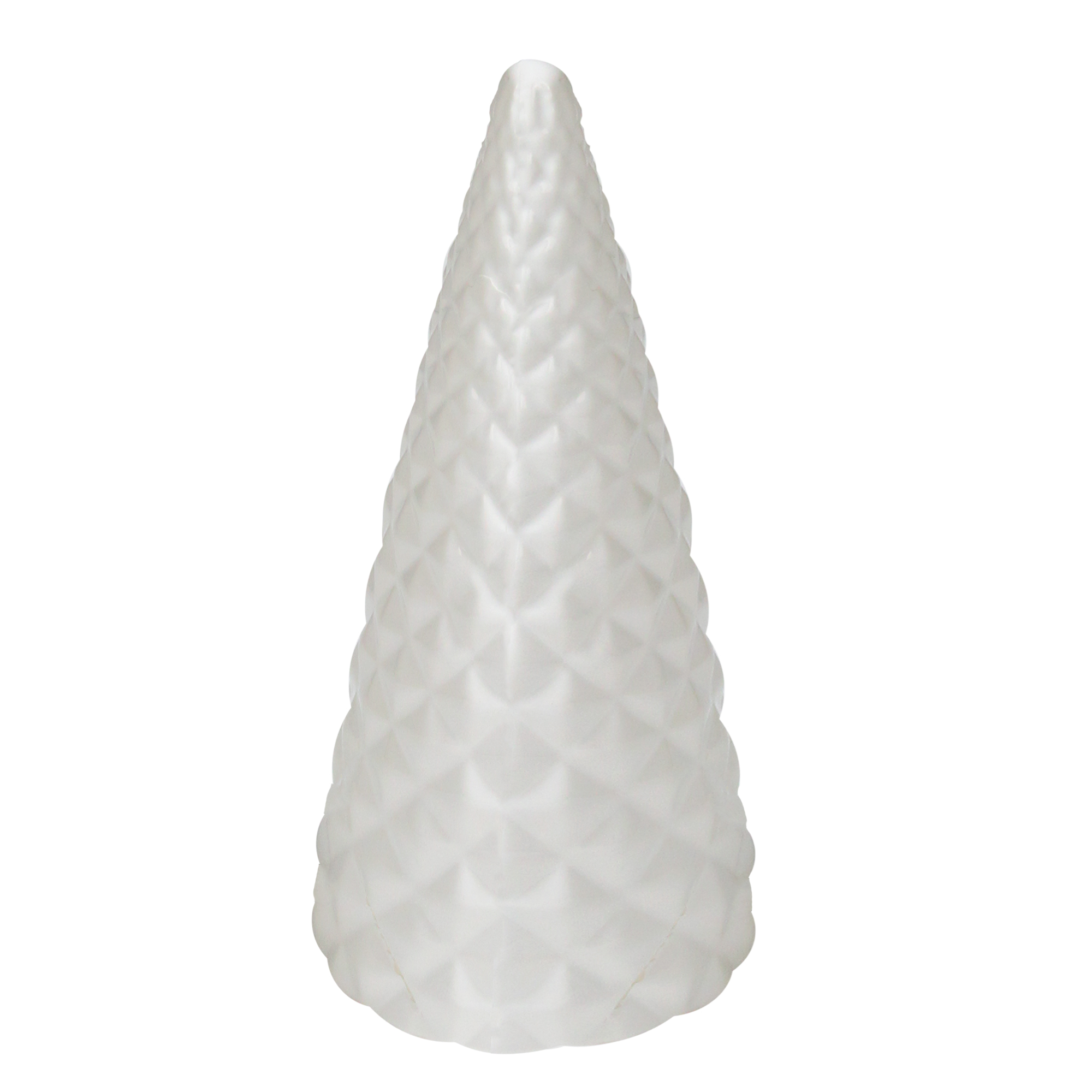 10" White Diamond Pattern Ceramic Cone Table Top Christmas Tree