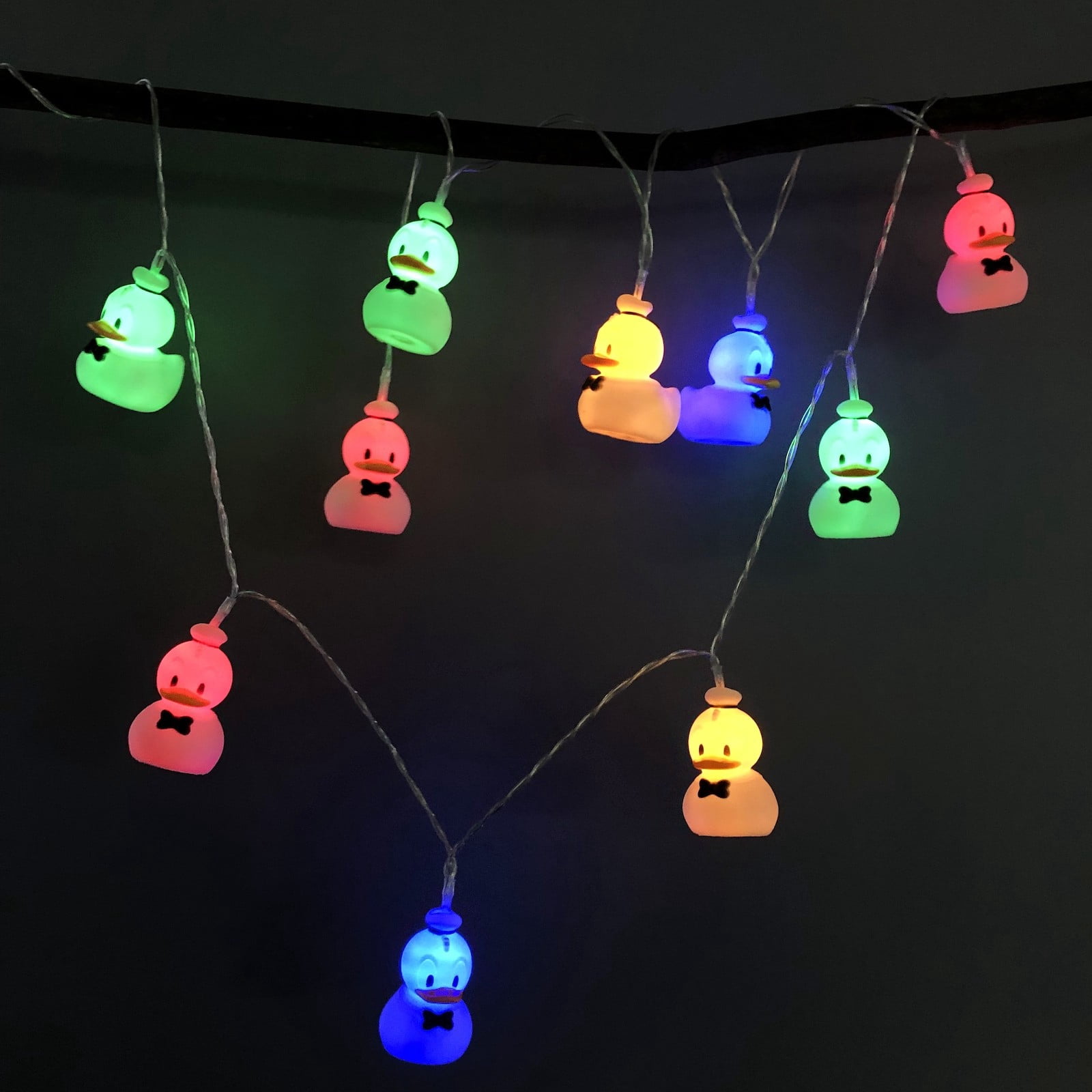 10 White Duck Decor Colorful LED String Lights 1.65m Long Black Tie ...