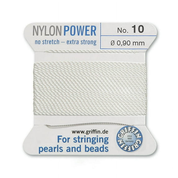 #10 White Griffin Nylon Bead Cord (2 Meters)
