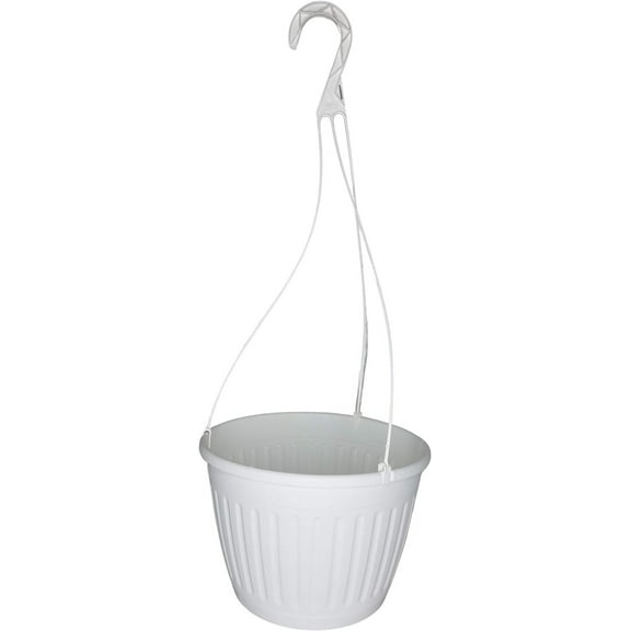 10" White Imperial Deco Saucerless Hanging Baskets - 5 Baskets With 5 Hangers by Landmark Plastic