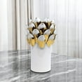 thumbnail image 1 of HomeRoots 569277 10 in. White Leaf Tulip Porcelain Table Vase with Sculptural Details, 1 of 4