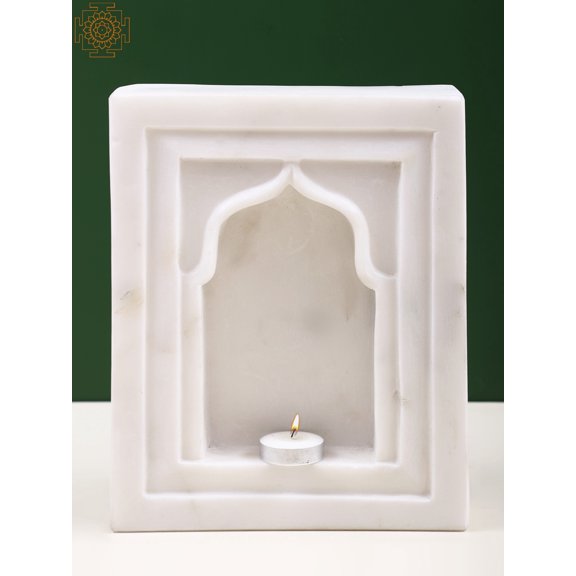 10" White Marble Candle Stand