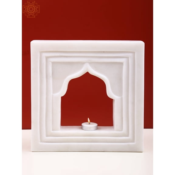 10" White Marble Candle Stand