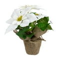 thumbnail image 1 of 10" White Poinsettia Flower Artificial Christmas Floral Arrangement, 1 of 4