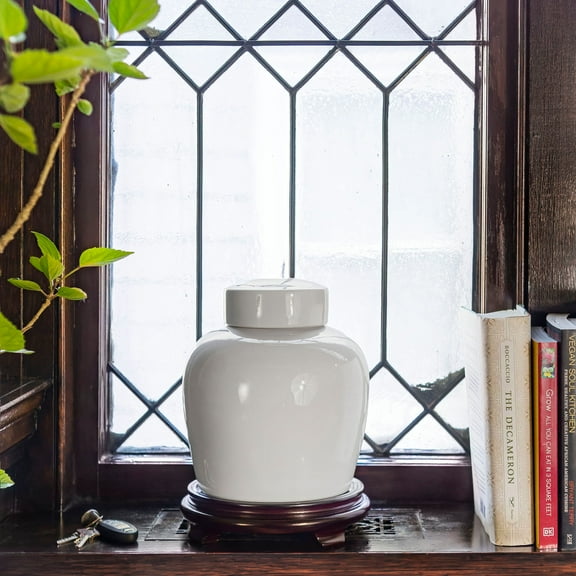 10" White Porcelain Ginger Jar