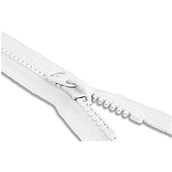 #10 White Separating Molded Vislon Sleeping Bag & Tent YKK Zipper - Color: White - Choose Your Length - Made in The United States (1 Zipper Per Pack) (84" Inches)